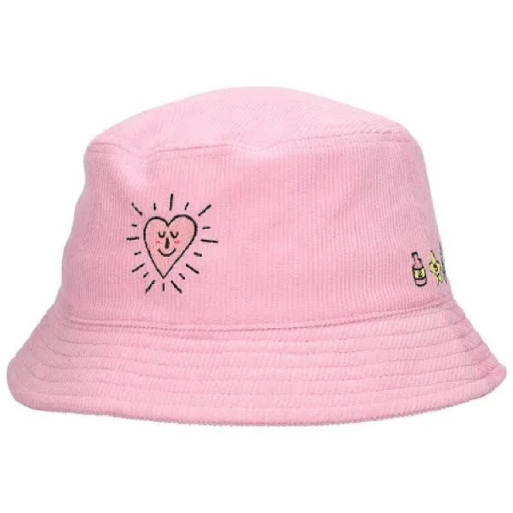 A LAB Pink corduroy Bucket Hat with Embroidery